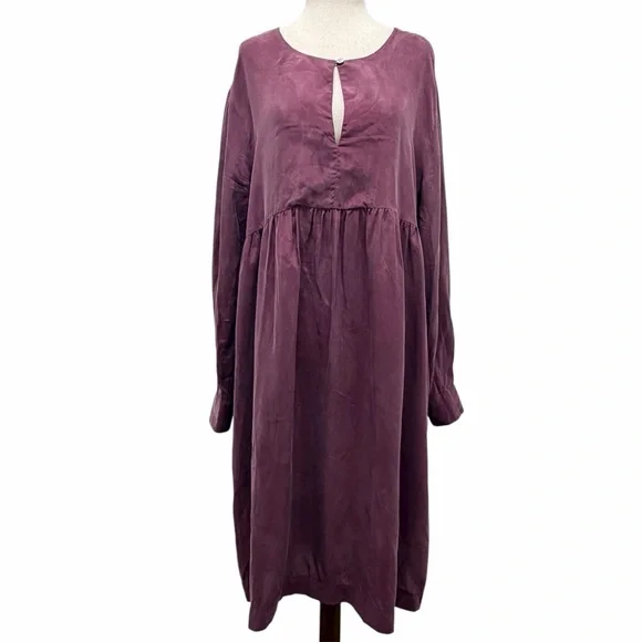 Robert Friedman Long Sleeve Cupro Burgundy Midi Dress Size Small - Picture 1 of 12